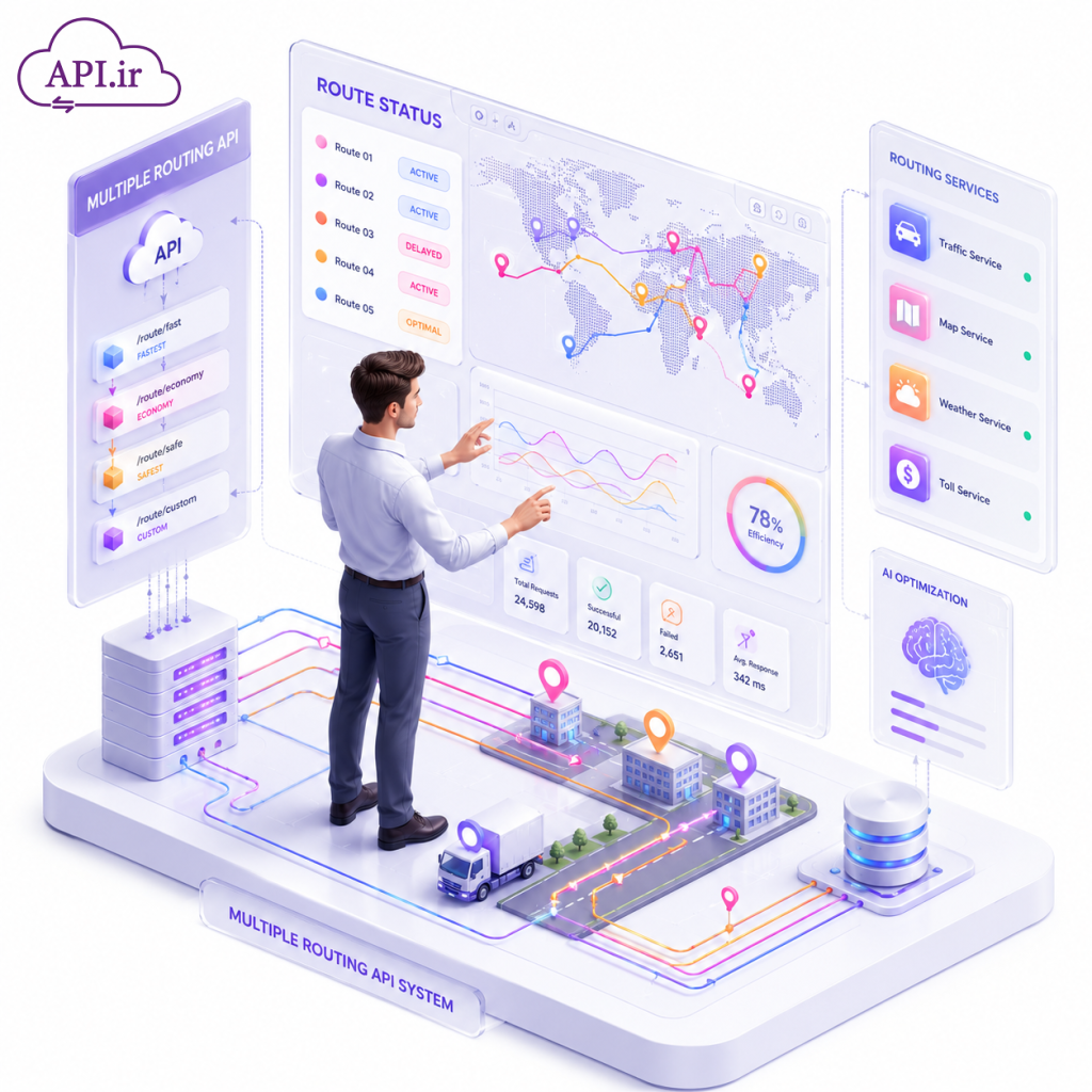 آموزش کامل API مسیریابی چندگانه و متد دریافت وضعیت پردازش