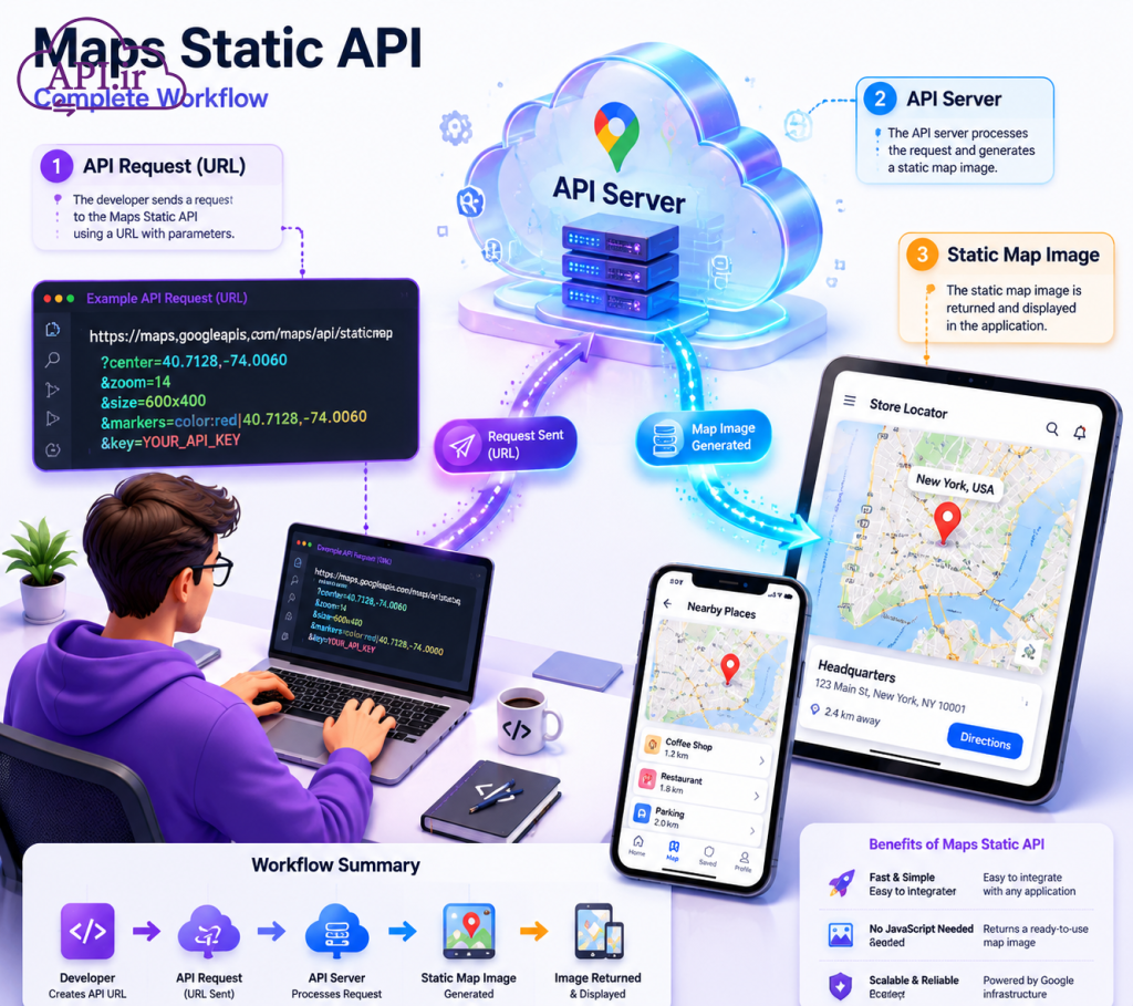 Maps Static API چیست؟ راهنمای کامل کاربردها، مزایا و نحوه استفاده