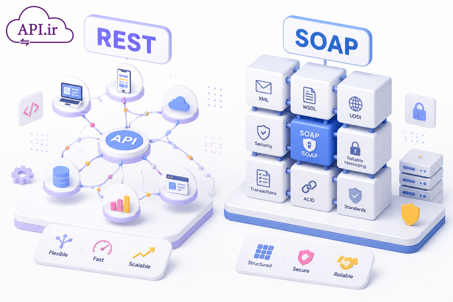 بررسی عمیق معماری‌ها؛ تفاوت‌ها و کاربردهای REST و SOAP
